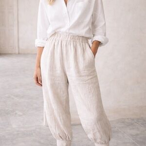 Tempo Paris Linen Cinched Balloon Pants • Size L